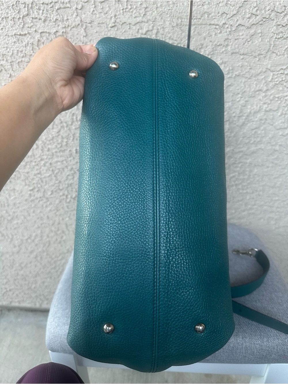 SALVATORE FERRAGAMO Teal Green Leather Top-Handle Satchel/Crossbody bag - Picture 4 of 14
